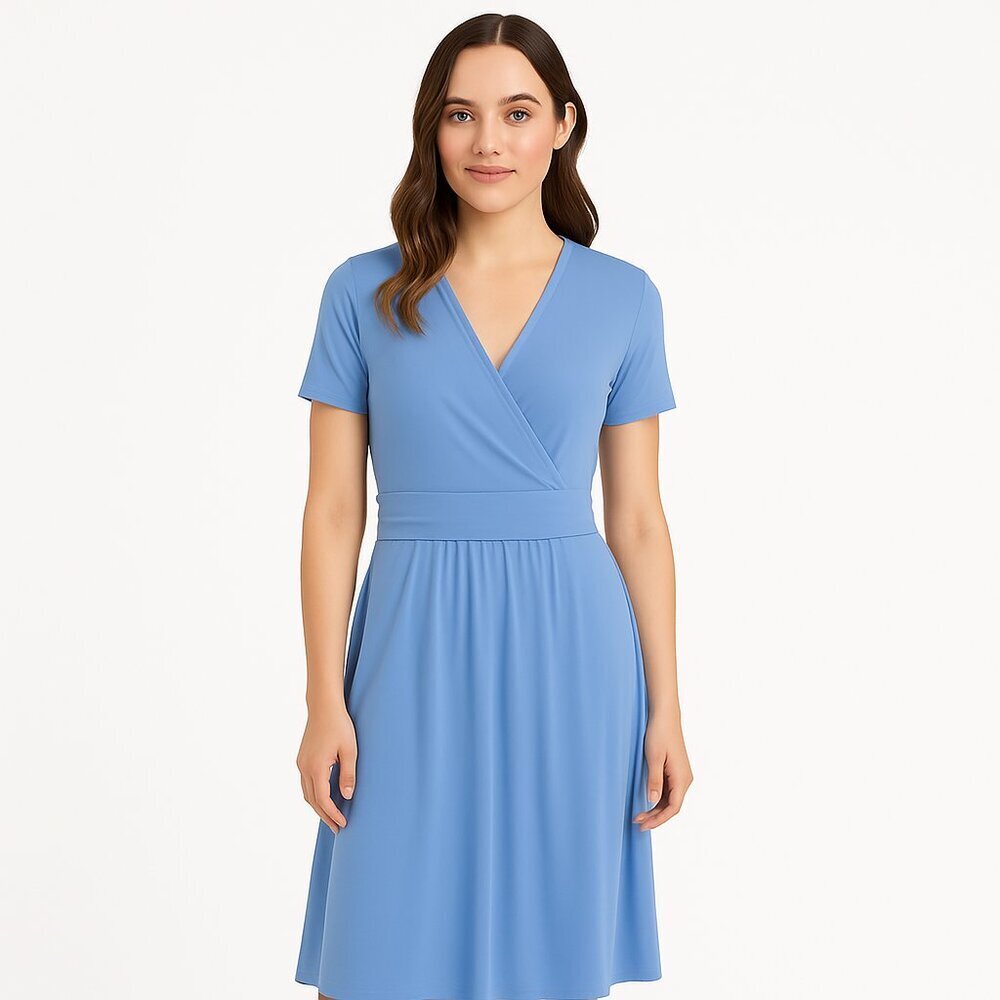 LOVE BY Design Mallory Short Sleeve Wrap Dress-blue-Small-NWT